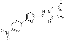 structure of CAS# 57268-33-4, [(Aminocarbonyl)[[5-(4-nitrophenyl)-2-furanyl]methylene]hydrazino]acetic acid