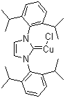 CAS # 578743-87-0, [1,3-Bis(2,6-diisopropylphenyl)imidazol-2-ylidene]copper chloride, [1,3-Bis(2,6-diisopropylphenyl)-1,3-dihydro-2H-imidazol-2-ylidene](chloro)copper