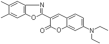 structure of CAS# 57980-76-4, 7-(二乙基氨基)-3-(5,6-二甲基-2-苯并恶唑基)-2H-1-苯并吡喃-2-酮