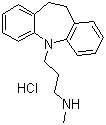 structure of CAS# 58-28-6, 5-[3-(Methylamino)propyl]-5H-dibenz[b,f]azepine hydrochloride