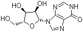 CAS # 58-63-9, Inosine, Hypoxanthine ribonucleoside, (-)-Inosine, Hypoxanthine 9-beta-D-ribofuranoside