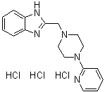 structure of CAS# 587870-77-7, 2-[[4-(2-吡啶基)-1-哌嗪基]甲基]-1H-苯并咪唑三盐酸盐
