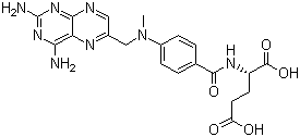 CAS 登录号：59-05-2, 甲氨蝶呤, N-[4-[[(2,4-二氨基-6-蝶啶)甲基]甲氨基]苯甲酰]-L-谷氨酸