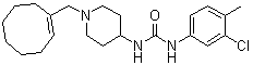 CAS # 590393-14-9, N-(3-Chloro-4-methylphenyl)-N'-[1-(1-cycloocten-1-ylmethyl)-4-piperidinyl]urea, 3-[1-[(1-Cyclooctenyl)methyl]piperidin-4-yl]-1-(3-chloro-4-methylphenyl)urea