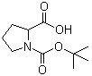 structure of CAS# 59433-50-0, Pyrrolidine-1,2-dicarboxylic acid 1-tert-butyl ester
