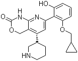CAS # 600734-02-9, Bay 65-1942 (free base), 7-[2-(Cyclopropylmethoxy)-6-hydroxyphenyl]-1,4-dihydro-5-(3S)-3-piperidinyl-2H-pyrido[2,3-d][1,3]oxazin-2-one