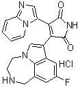 CAS # 603272-51-1, 3-(9-Fluoro-1,2,3,4-tetrahydropyrrolo[3,2,1-jk][1,4]benzodiazepin-7-yl)-4-imidazo[1,2-a]pyridin-3-yl-1H-pyrrole-2,5-dione monohydrochloride, GSK-3 inhibitor 1