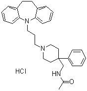 CAS # 6076-60-4, N-[[1-[3-(10,11-Dihydro-5H-dibenz[b,f]azepin-5-yl)propyl]-4-phenyl-4-piperidyl]methyl]acetamide monohydrochloride