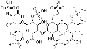 CAS # 61844-85-7, O-2-O-Sulfo-alpha-L-idopyranuronosyl-(1→4)-O-2-deoxy-6-O-sulfo-2-(sulfoamino)-beta-D-glucopyranosyl-(1→4)-O-2-O-sulfo-alpha-L-idopyranuronosyl-(1→4)-2-deoxy-2-(sulfoamino)-D-glucose 6-(hydrogen sulfate)