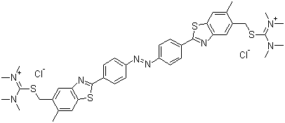 CAS # 61968-76-1, Alcian Yellow, C.I. 12840, Ingrain Yellow 1, [Dimethylamino-[[2-[4-[4-[5-[(dimethylaminodimethylazaniumylidenemethyl)sulfanylmethyl]-6-methyl-1,3-benzothiazol-2-yl]phenyl]diazenylphenyl]-6-methyl-1,3-benzothiazol-5-yl]methylsulfanyl]methylidene]dimethylazanium chloride