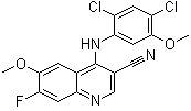 structure of CAS# 622369-46-4, 4-(2,4-Dichloro-5-methoxyanilino)-7-fluoro-6-methoxy-3-quinolinecarbonitrile
