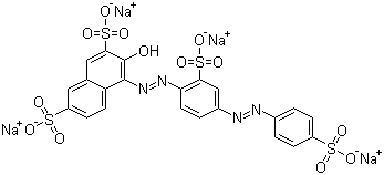 CAS # 6226-79-5, Ponceau S, C.I. 27195, 3-Hydroxy-4-[2-sulfo-4-(4-sulfophenylazo)phenylazo]-2,7-naphthalenedisulfonic acid tetrasodium salt