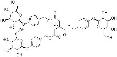 CAS # 62499-28-9, Parishin, [3-[[[4-(beta-D-Glucopyranosyloxy)phenyl]methoxy]carbonyl]-3-hydroxy-1,5-dioxo-1,5-pentanediyl]bis(oxymethylene-4,1-phenylene) bis-beta-D-glucopyranoside
