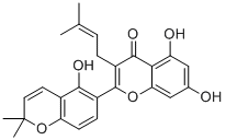 CAS # 62949-78-4, Kuwanon B, 5,7-dihydroxy-2-(5-hydroxy-2,2-dimethylchromen-6-yl)-3-(3-methylbut-2-enyl)chromen-4-one