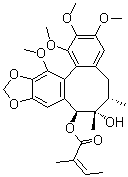 CAS # 62956-47-2, Gomisin F, (2Z)-2-Methyl-2-butenoic acid (6S,7S,8S,13aS)-5,6,7,8-tetrahydro-7-hydroxy-1,2,3,13-tetramethoxy-6,7-dimethylbenzo[3,4]cycloocta[1,2-f][1,3]benzodioxol-8-yl ester