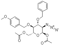 CAS 登录号：635683-74-8, 2-叠氮基-2-脱氧-4-O-[(4-甲氧基苯基)甲基]-3-O-(苯基甲基)-alpha-D-吡喃葡萄糖 1,6-二乙酸酯