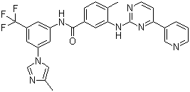 CAS # 641571-10-0, Nilotinib, 4-Methyl-3-((4-(3-pyridinyl)-2-pyrimidinyl)amino)-N-(5-(4-methyl-1H-imidazol-1-yl)-3-(trifluoromethyl)phenyl)benzamide