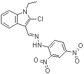 CAS # 64209-13-8, 2-Chloro-1-ethyl-1H-indole-3-carboxaldehyde (2,4-dinitrophenyl)hydrazone, NSC 270316