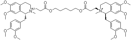 CAS # 64228-79-1, Atracurium, 5-[3-[1-[(3,4-Dimethoxyphenyl)methyl]-6,7-dimethoxy-2-methyl-3,4-dihydro-1H-isoquinolin-2-yl]propanoyloxy]pentyl 3-[1-[(3,4-dimethoxyphenyl)methyl]-6,7-dimethoxy-2-methyl-3,4-dihydro-1H-isoquinolin-2-yl]propanoate