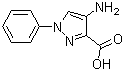 structure of CAS# 64299-26-9, 4-Amino-1-phenyl-1H-pyrazole-3-carboxylic acid