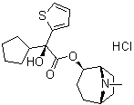 CAS # 64471-32-5, [1S-[1alpha,2alpha(S*),5alpha]]-alpha-Cyclopentyl-alpha-hydroxy-2-thiopheneacetic acid 8-methyl-8-azabicyclo[3.2.1]oct-2-yl ester hydrochloride