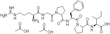 CAS # 64566-61-6, N-[1-[N-[1-(N-L-Arginylglycyl)-L-prolyl]-L-phenylalanyl]-L-prolyl]-L-isoleucine diacetate