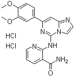 CAS # 648903-57-5, BAY 61-3606, 2-[[7-(3,4-Dimethoxyphenyl)imidazo[1,2-c]pyrimidin-5-yl]amino]-3-pyridinecarboxamide dihydrochloride