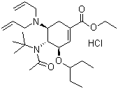 CAS # 651324-08-2, (3R,4R,5S)-4-N-Acetyl(1,1-dimethylethyl)amino-5-N,N-diallylamino-3-(1-ethylpropoxy)-1-cyclohexene-1-carboxylic acid ethyl ester monohydrochloride