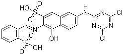 CAS # 6522-74-3, Reactive Orange 1, 7-[(4,6-Dichloro-1,3,5-triazin-2-yl)amino]-4-hydroxy-3-[(2-sulphophenyl)azo]naphthalene-2-sulphonic acid