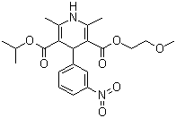CAS # 66085-59-4, Nimodipine, 1,4-Dihydro-2,6-dimethyl-4-(3-nitrophenyl)-3,5-pyridinedicarboxylic acid 2-methoxyethyl 1-methylethyl ester, Isopropyl 2-methoxyethyl 1,4-dihydro-2,6-dimethyl-4-(m-nitrophenyl)-3,5-pyridinedicarboxylate
