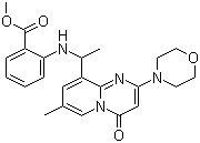 structure of CAS# 663620-71-1, Methyl 2-[[1-[7-methyl-2-(morpholin-4-yl)-4-oxopyrido[1,2-a]pyrimidin-9-yl]ethyl]amino]benzoate