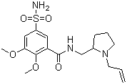 CAS # 66644-81-3, Veralipride, N-[(1-Allyl-2-pyrrolidinyl)methyl]-5-sulphamoyl-2-veratramide, N-(1-Allyl-2-pyrrolidinyl)methyl-2,3-dimethoxy-5-sulfamoylbenzamide