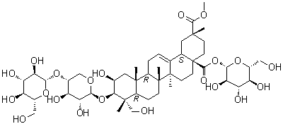 CAS # 66656-92-6, Phytolaccasaponin B, 3-O-(O-beta-D-glucopyranosyl-(1&rarr;4)-beta-D-xylopyranosyl)-28-beta-D-glucopyranosylphytolaccagenin, Esculentoside H