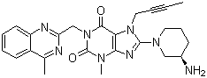 CAS # 668270-12-0, Linagliptin, 8-[(3R)-3-Amino-1-piperidinyl]-7-(2-butynyl)-3,7-dihydro-3-methyl-1-[(4-methyl-2-quinazolinyl)methyl]-1H-purine-2,6-dione