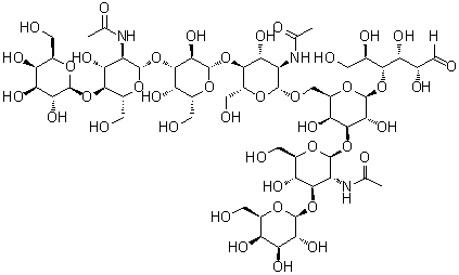 CAS # 67319-96-4, O-beta-D-Galactopyranosyl-(1→4)-O-2-(acetylamino)-2-deoxy-beta-D-glucopyranosyl-(1→3)-O-beta-D-galactopyranosyl-(1→4)-O-2-(acetylamino)-2-deoxy-beta-D-glucopyranosyl-(1→6)-O-[O-beta-D-galactopyranosyl-(1→3)-2-(acetylamino)-2-deoxy-beta-D-glucopyranosyl-(1→3)]-O-beta-D-galactopyranosyl-(1→4)-D-glucose, Lacto-N-octaose
