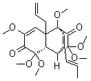 CAS # 67451-73-4, Isoasatone A, rel-(1R,4S,4aS,8a)-1,4a,5,8a-Tetrahydro-1,5,5,7,9,9-hexamethoxy-3-(1E)-1-propen-1-yl-8a-(2-propen-1-yl)-1,4-ethanonaphthalene-6,10(4H)-dione
