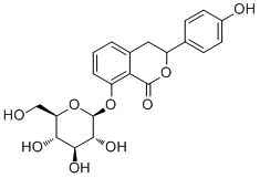 CAS # 67600-94-6, Hydrangenol 8-O-glucoside, 8-(beta-D-Glucopyranosyloxy)-3,4-dihydro-3-(4-hydroxyphenyl)-1H-2-benzopyran-1-one