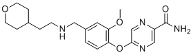 CAS # 676500-67-7, Bevenopran, 5-[2-methoxy-4-[[2-(oxan-4-yl)ethylamino]methyl]phenoxy]pyrazine-2-carboxamide
