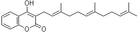 CAS # 6805-34-1, Ferulenol, 4-Hydroxy-3-(3,7,11-trimethyl-2,6,10-dodecatrienyl)-coumarin