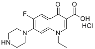 CAS # 68077-27-0, Norfloxacin hydrochloride, 1-ethyl-6-fluoro-4-oxo-7-piperazin-1-ylquinoline-3-carboxylic acid hydrochloride