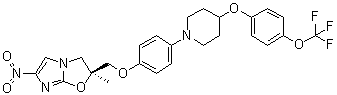structure of CAS# 681505-01-1, (2S)-2,3-二氢-2-甲基-6-硝基-2-[[4-[4-[4-(三氟甲氧基)苯氧基]-1-哌啶基]苯氧基]甲基]咪唑并[2,1-b]恶唑