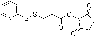 CAS # 68181-17-9, 3-(2-Pyridyldithio)propionic acid N-hydroxysuccinimide ester, 1-[1-Oxo-3-(2-pyridyldithio)propoxy]pyrrolidine-2,5-dione