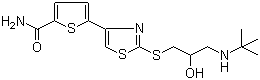 CAS # 68377-92-4, Arotinolol, 2-(3-tert-Butylamino-2-hydroxypropylthio)-4-(5-carbamoyl-2-thienyl)thiazole