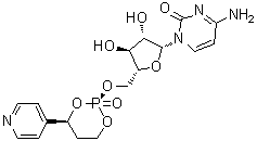 structure of CAS# 685111-92-6, 4-氨基-1-[5-O-[(2R,4S)-2-氧代-4-(4-吡啶基)-1,3,2-二氧磷杂环己烷-2-基]-beta-D-呋喃阿拉伯糖基]-2(1H)-嘧啶酮