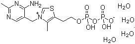 CAS # 68684-55-9, Cocarboxylase tetrahydrate, 3-((4-Amino-2-methyl-5-pyrimidinyl)methyl)-4-methyl-5-(4,6,6-trihydroxy-3,5-dioxa-4,6-diphosphahex-1-yl)thiazolium P,P'-dioxide tetrahydrate