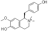 CAS # 6871-67-6, D-(-)-Lotusine, (1R)-1,2,3,4-Tetrahydro-6-hydroxy-1-[(4-hydroxyphenyl)methyl]-7-methoxy-2,2-dimethylisoquinolinium, (-)-Lotusine
