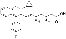 (3S,5S,6E)-7-[2-Cyclopropyl-4-(4-fluorophenyl)-3-quinolinyl]-3,5-dihydroxy-6-heptenoic acid molecular structure (CAS 688735-41-3)
