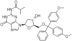 structure of CAS# 68892-41-1, 5'-O-(4,4'-二甲氧基三苯基)-N2-异丁酰基-2'-脱氧鸟苷