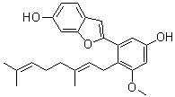 CAS # 68978-04-1, Mulberrofuran A, 2-[2-[(2E)-3,7-Dimethyl-2,6-octadien-1-yl]-5-hydroxy-3-methoxyphenyl]-6-benzofuranol