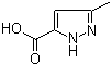 CAS # 696-22-0, 3-Methylpyrazole-5-carboxylic acid, 3-Methyl-1H-pyrazole-5-carboxylic acid, 5-Methyl-2H-pyrazole-3-carboxylic acid, 5-Methylpyrazole-3-carboxylic acid